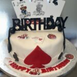 Poker/Spades Theme Cake w/Fondant Playing Card Decoration